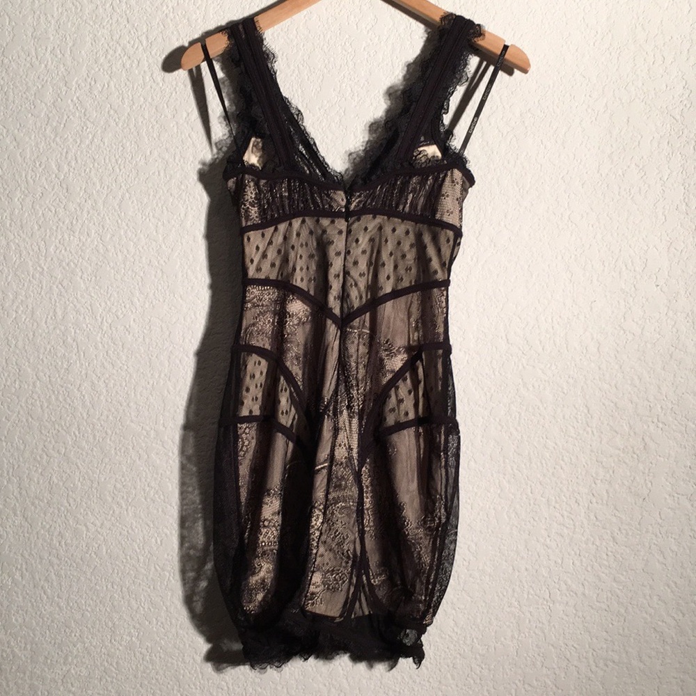 bebe Black Lace & Nude Mesh Slip Dress - Picture 6 of 8